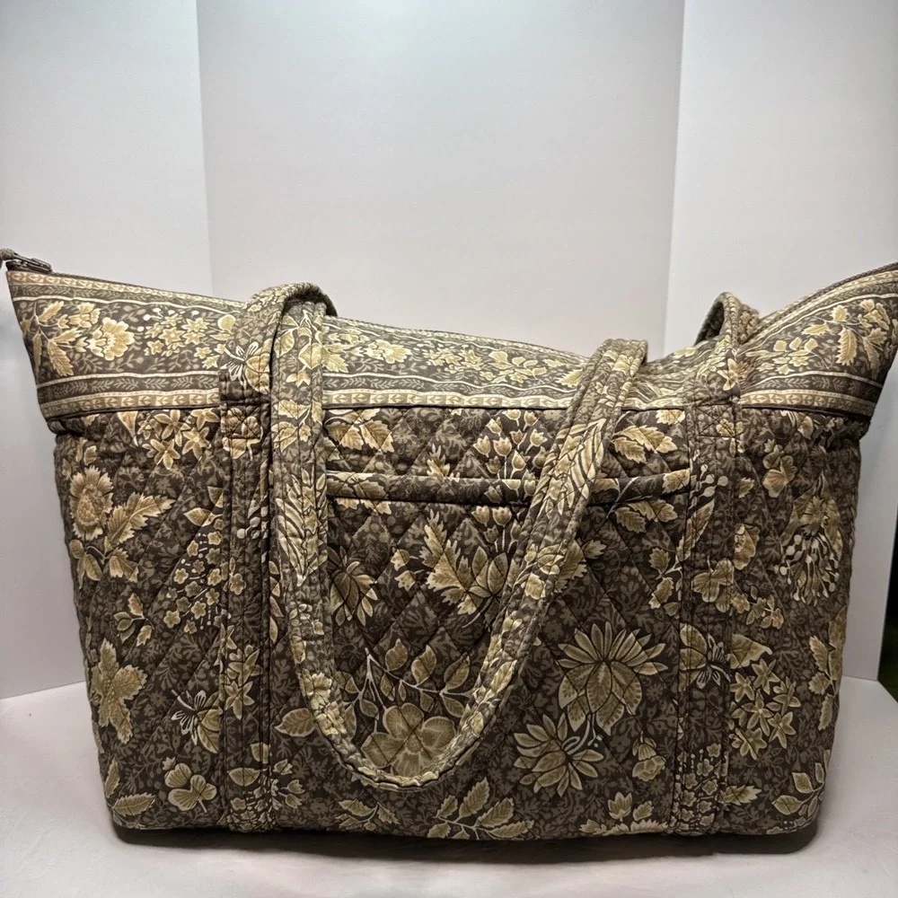 Vera Bradley Vintage Original Java Brown 1998 Large Tote Bag Travel Gym Baby